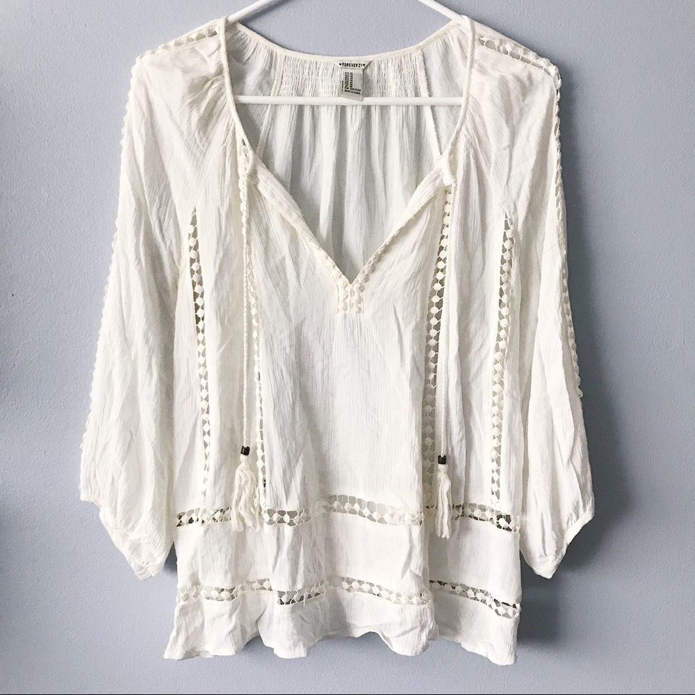 Forever 21 Flowy Peasant Top